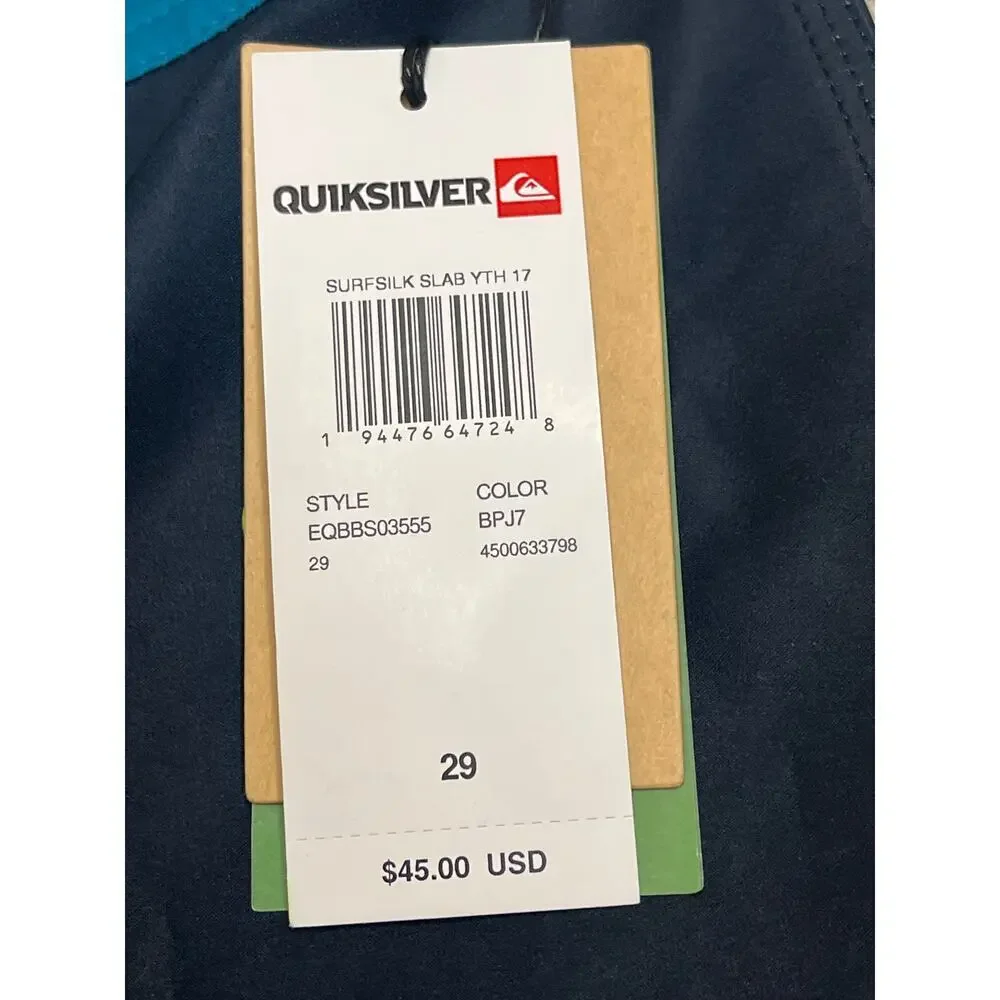 Quiksilver Highline Surf Silk Slab youth board shorts, size 29/ 16, MSRP $45